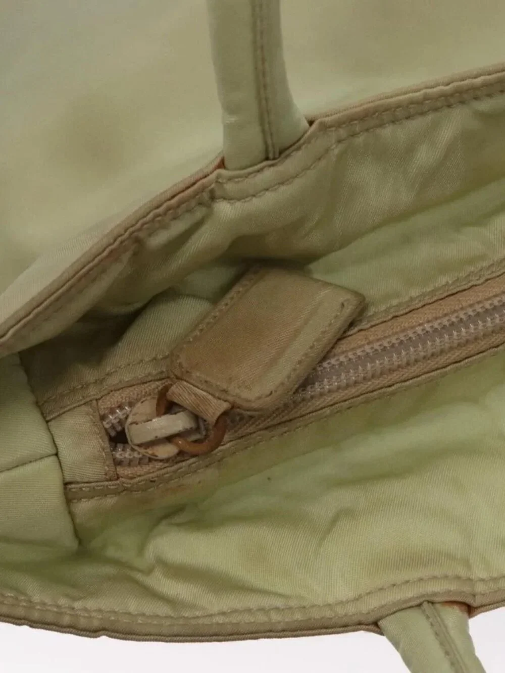 PRADA Hand Bag Nylon Beige Auth bs21346